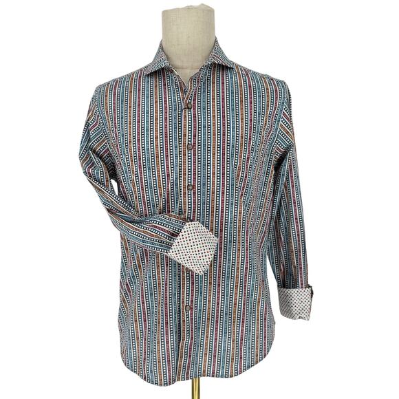 Robert Graham Woven Button Front Long Sleeve Shirt Final Edit Movie Film Print M - Picture 1 of 10